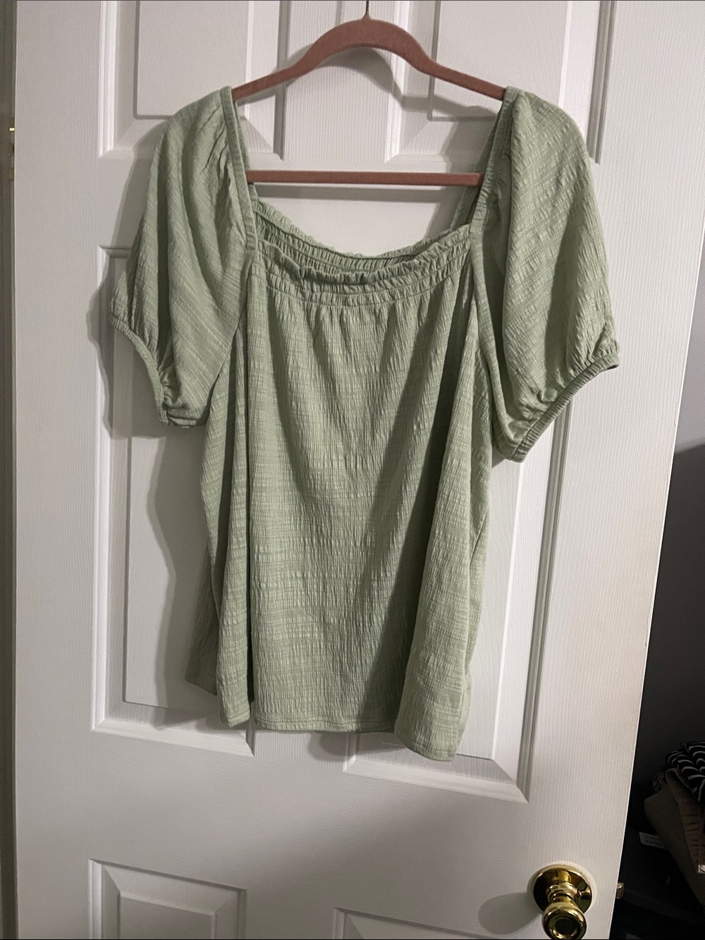 Wonderly Light Sage Green Peasant Blouse